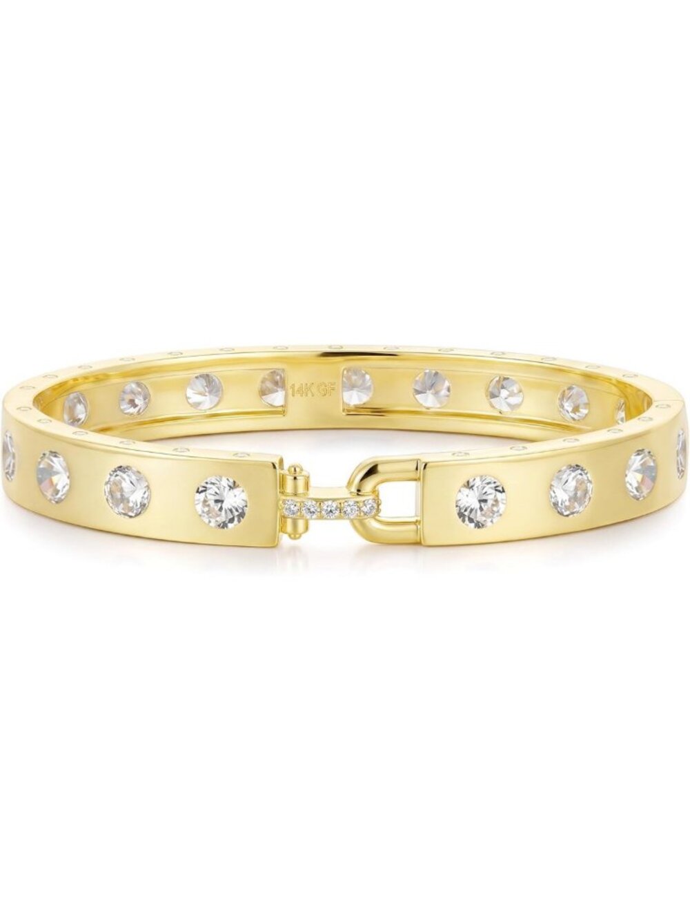 Elegant Gold Bangle Bracelets for Women, 14K Gold Filled with Sparkling CZ